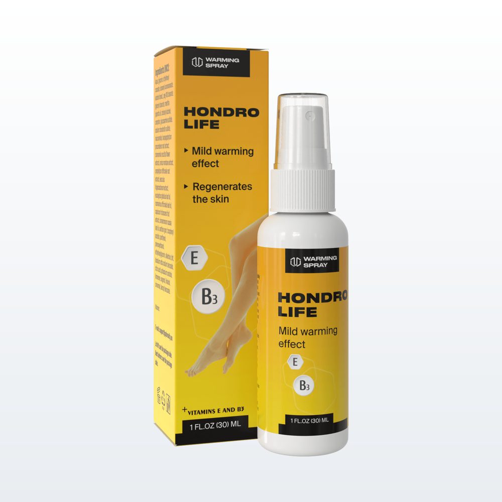 Spray Hondrolife para articulaciones, caja y frasco de 30 ml