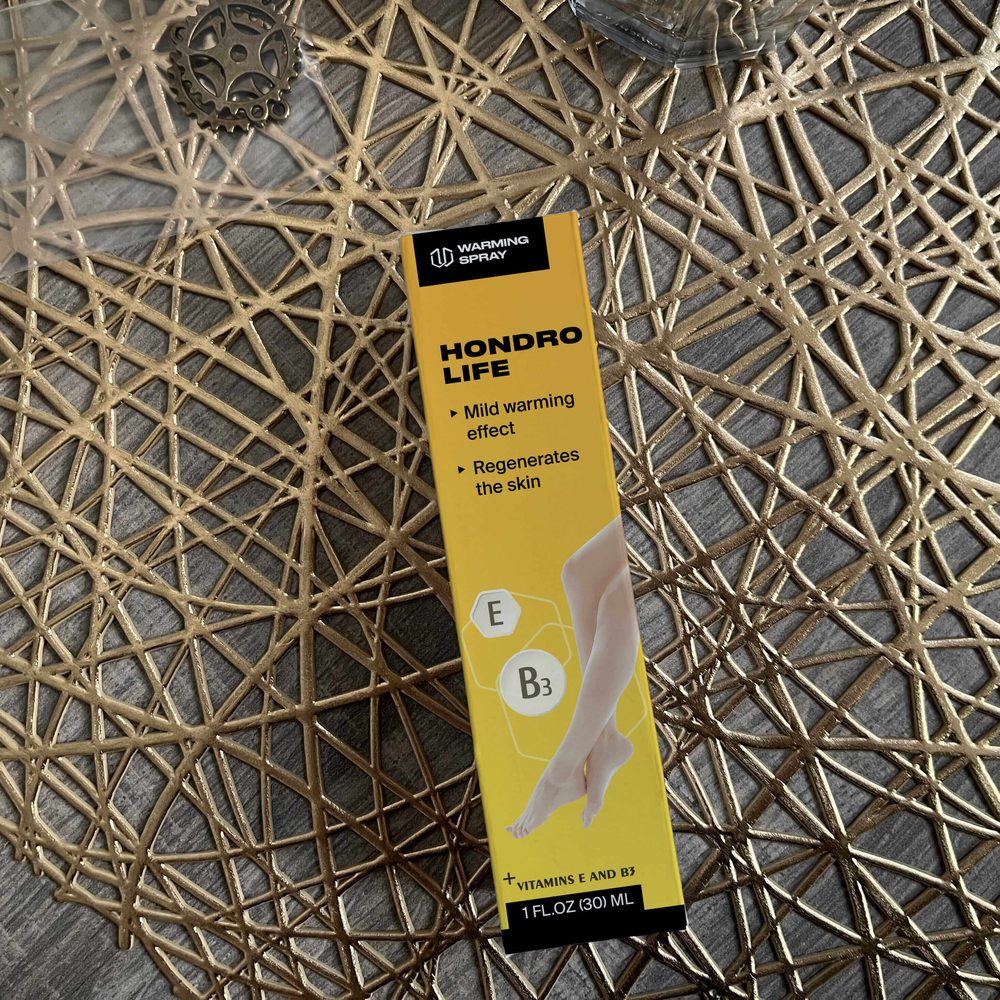 Frasco del spray Hondrolife con glucosamina y vitaminas E y B3